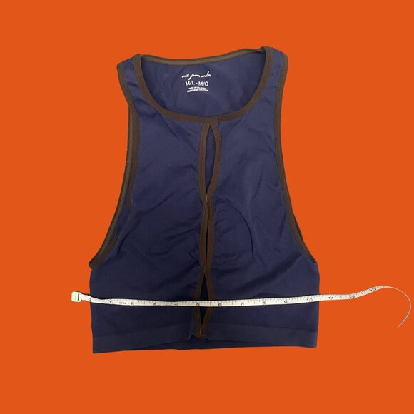 ✨ Out From Under Navy & Brown Trim Mesh Detail Cropped Tank (M/L) - Picture 4 of 6